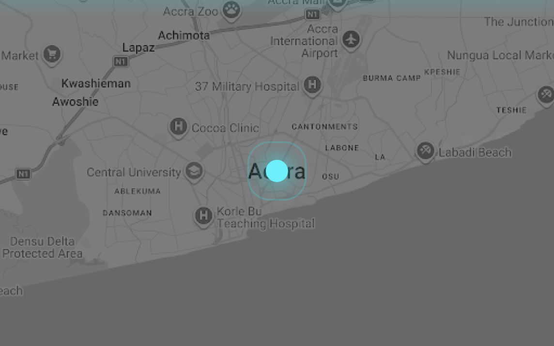 Map of Accra, Ghana showing Trayton headquarters